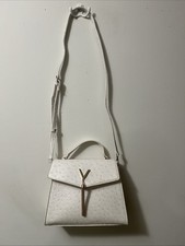 Crossi Faux Ostrich V Clasp Satchel