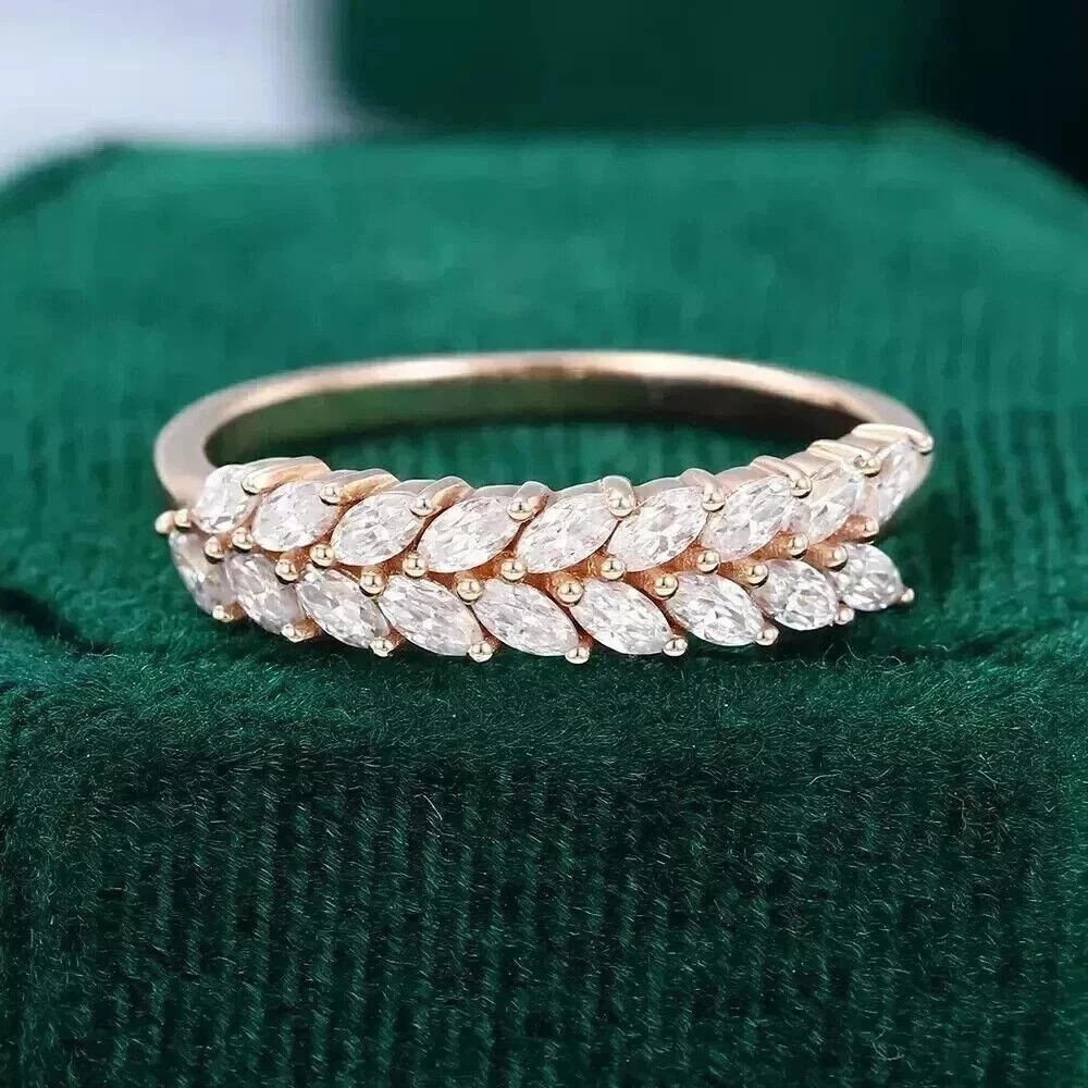 Marquise Cut Simulated Diamond Stunning Wedding Band Ring 14K Rose Gold Plated