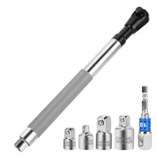 1/2 Inch Drive Impact Offset Wrench Set with 4 Socket Adapters, Universal Too...