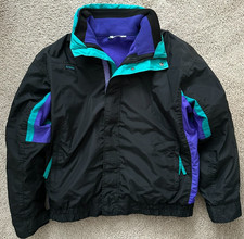Vintage 90's Columbia Bugaboo Men's Large Jacket Radial Fleece Black Purple Teal