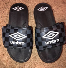Umbro Youth Heritage Slides Shoes Boys Youth Small Black White Size 13