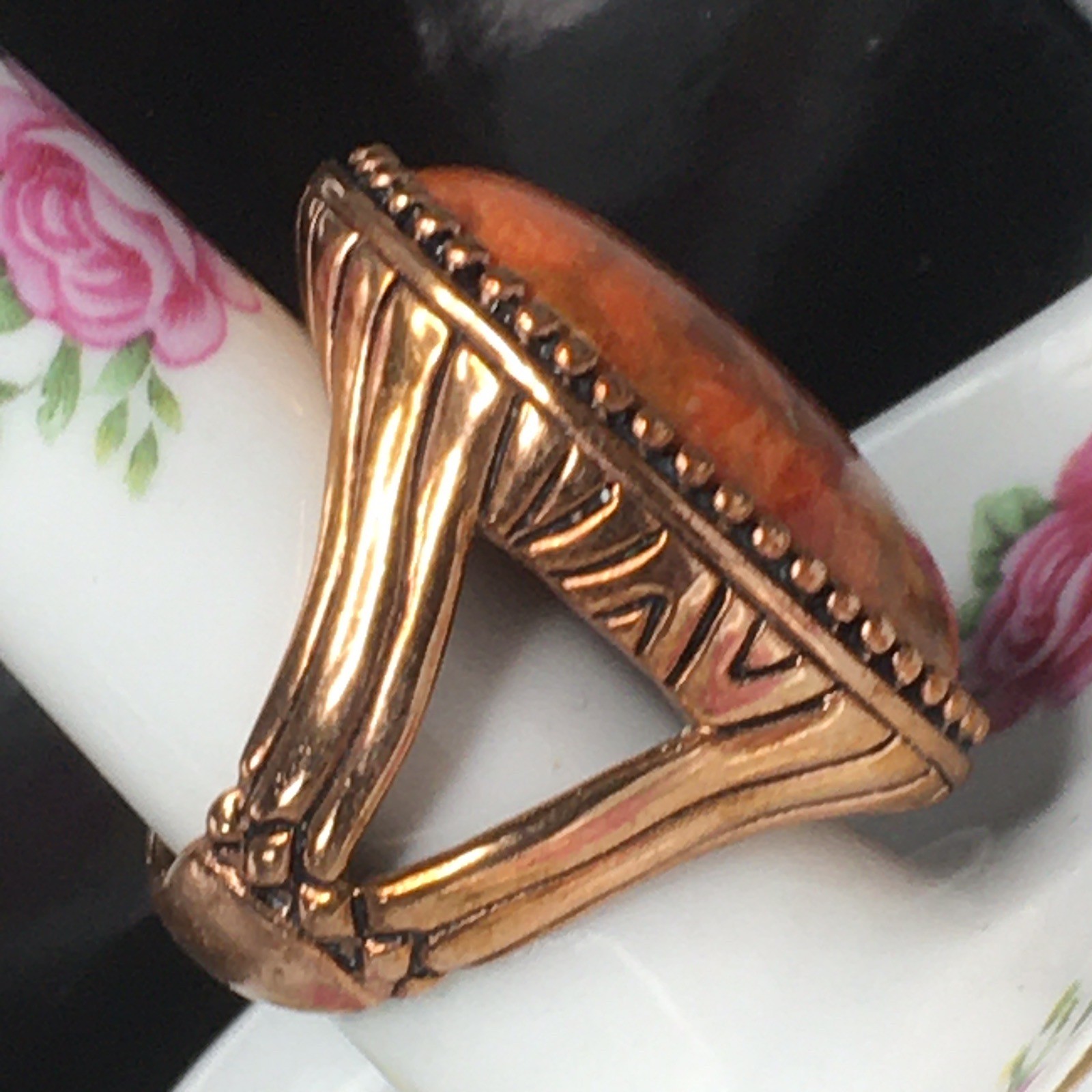 Barse Studio Oval Ring Simulated Sponge Coral Bro… - image 23