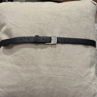 Women's Ostrich Effect Black Belt Silver Tone Buckle Fits up to 35 