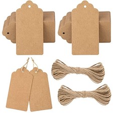 100Pcs Blank Gift Tags with String - Paper Tag, 2x4Inch Gift Wrapping Brown