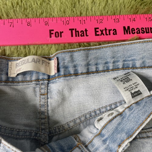 Levi's 505 Regular Fit 36x30 Straight Light Wash Distressed Patch USADenim Jeans - Bild 5 von 10