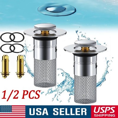 1/2PC Sink Stopper Hair Catcher Bathroom Pop Up Sink Drain Strainer Filter Plug