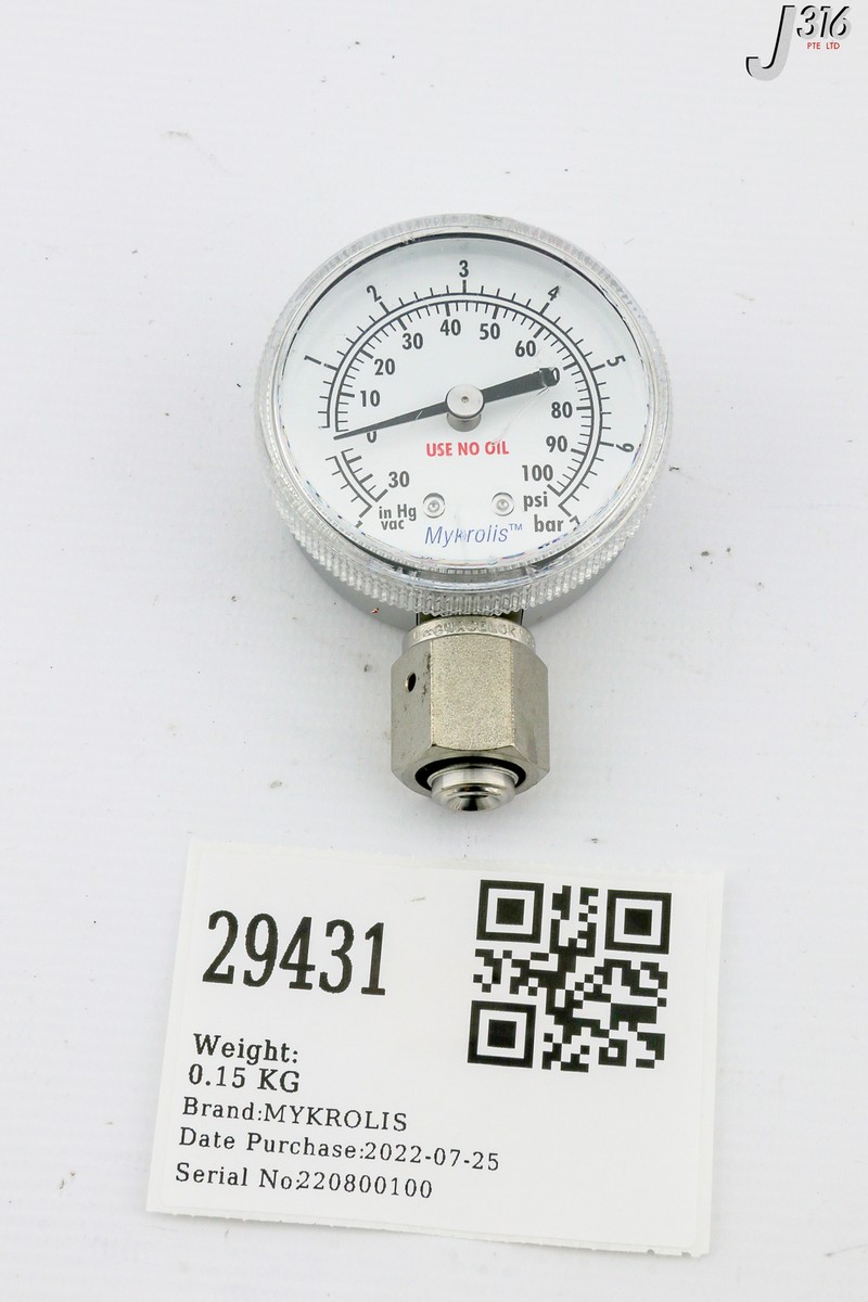 専用1 29431 MYKROLIS PRESSURE GAUGE, -30 - 100 PSI 01-0140-G | eBay