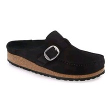 BIRKENSTOCK BUCKLEY CLOG WOMEN'S DARK BLACK SUEDE SIZE 40 L9M7.
