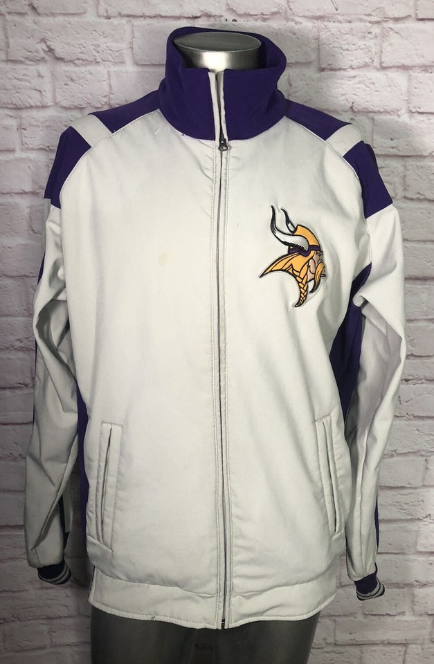 Minnesota Vikings Jacket Men's Medium NFL Zip Up Purple Gray eBay