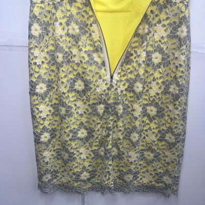 Maggy London Women's Yellow / Gray Floral Lace Sleeveless Dress Size 14 |  eBay