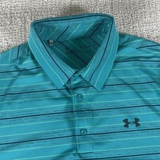 Under Armour Men  s XL Heatgear Teal Striped Golf Polo Shirt