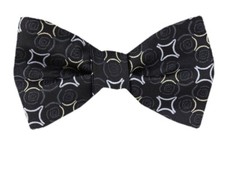 Men's Big  Tall Black Gold Pattern XL Self Tie Bowtie Weddings