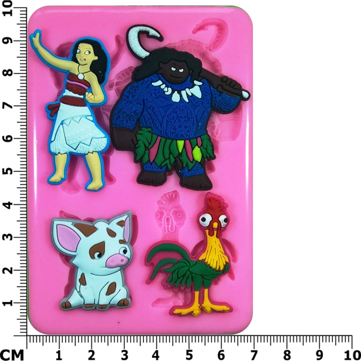 Moana, Chief Tui, Hei Hei Rooster & Pua Pig Silicone Mould by Fairie Blessings