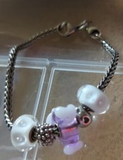 Trollbeads Silver Bracelet 8.0 with troll lock trollbeads charms  1 elfbeads