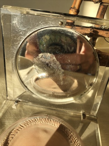 vintage lucite and filigree brass compact makeup Vanity Accessory - Picture 6 of 12