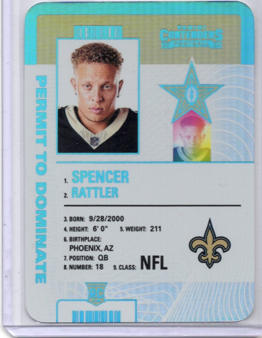 2024 Panini Contenders Spencer Rattler RC Permit To Dominate Platinum SSP! #32