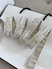 CHANEL Gold with white embossed lettering Ribbon Sold By Yard 100 Authentic
