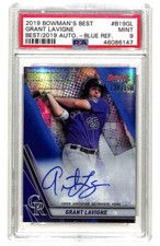 2019 Bowman’s Best Grant Lavigne 132/150 auto blue rookie card PSA 9 Rockies