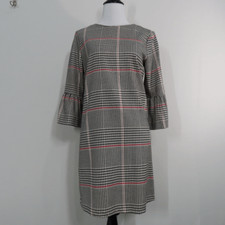 Zara Frilled Bell Sleeves Check Print Houndstooth Casual Dress Size S