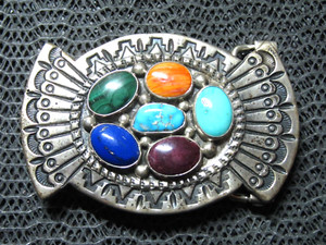 VTG Navajo Kokopelli Belt Buckle WCB Wilson Carol Begay Silver Turquoise Inlay Vintage WCB Wilson Carol Begay Sterling Silver Belt Buckle  main image 4