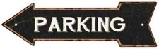 Parking Left Arrow Vintage Looking Metal Sign 5x17 205170004016