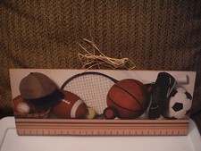 18" x 6.75" Sports Baseball Basketball Soccer Tennis Wooden Hanging Sign Bedroom