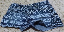 GIRLS OLD NAVY TRIBAL PRINT CUT OFF DENIM SHORTS-SIZE 12 REGULAR-DARK BLUE