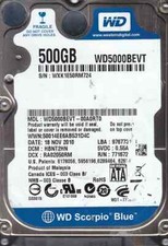 Western Digital WD5000BEVT-00A0RT0 dcm: HBNT2TH Nov 2010 500GB SATA 2.5" 7209