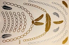 Flash Temporary Adhesive Tattoo Gold 18 Pieces Body Bracelet Neck Chain E23