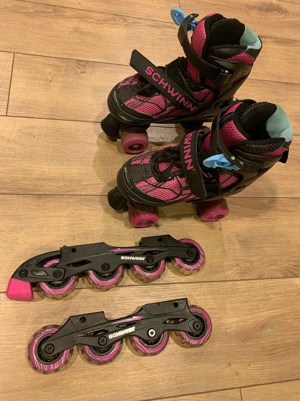 Schwinn 2 in 1 size adjustable roller skates girls youth size 1-4