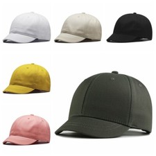 Men Women Short Brim Sun Hat 6 Panel Baseball Cap Trucker Sports Adjustable
