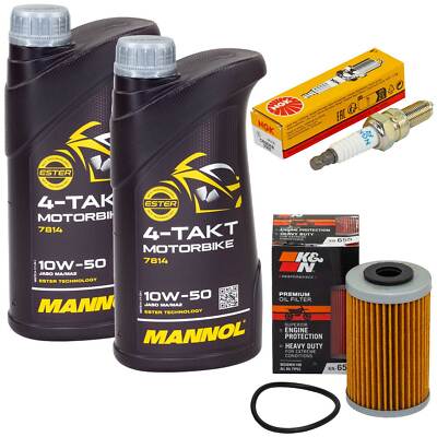 Set 2L Inspektion Öl Ölfilter Zündkerze für Husaberg FE 250 ie FE250 2013-2014