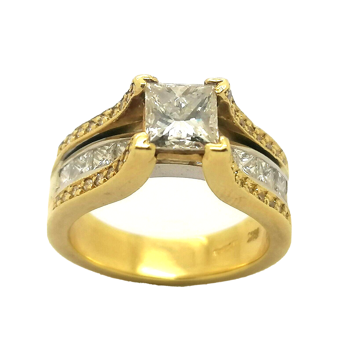 Ladies stunning 18ct yellow gold ring set with over of diamonds UK  size M - Main Image
