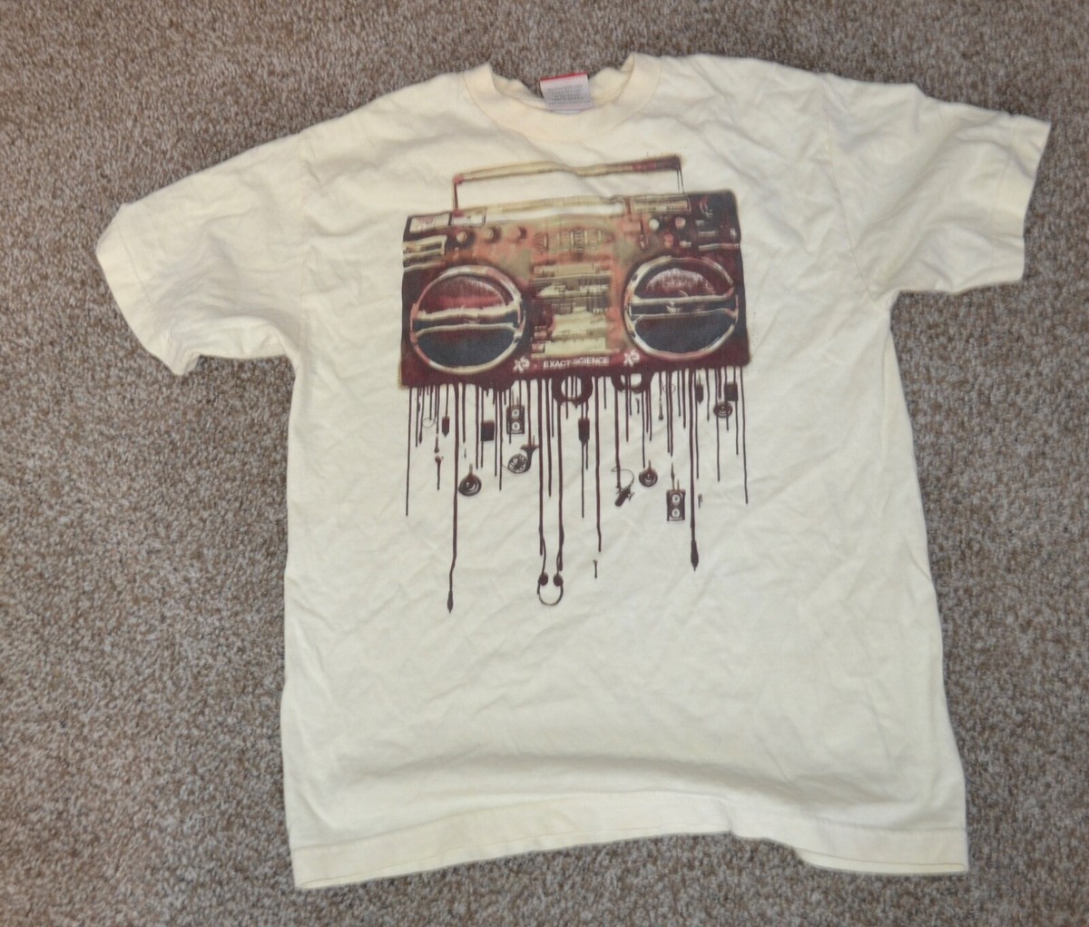 Exact Science  mens t shirt boom box yellow size M