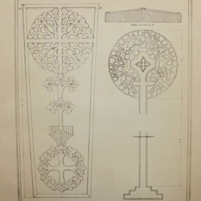 1903 ARCHITECTURE PRINT Gothic Medieval MONUMENTAL CROSS Dublin St Peters Church