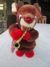 Dan DEE Animated Plush Rudolph Red Nose Reindeer W Sax Christmas Song Lights EC