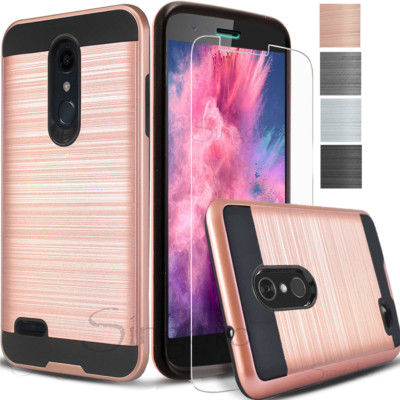Shockproof Hybrid Brushed SLIM Armor Phone Case Cover + GLASS SCREEN ...