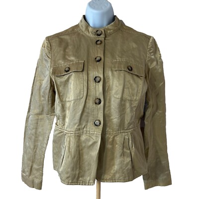 Michael Kors Jacket Women Medium Gold Button Up Pockets Fashionable RN111818