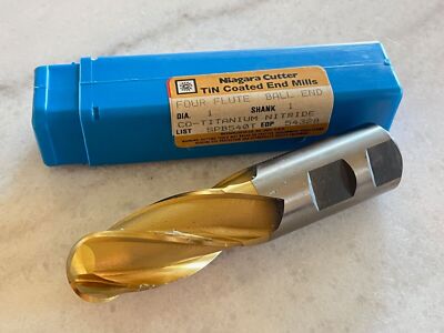 NIAGARA CUTTER 1'' x 2'' x 4-1/2'' SE 4FL BALLNOSE TIN HSCO COBALT BALL END MILL