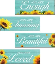 Chunful 4 Pieces Sunflower Wall Decor You are Loved Inspirational Sunflower... 