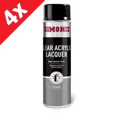 4x Simoniz Clear Lacquer Spray 500ml Aerosol Smooth High Gloss Shine Finish