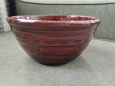 Vtg Mar-Creat Stoneware USA Brown Daisy Dot Bowl 8''