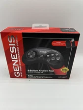 Retro-Bit 2.4 GHz Wireless Controller 8-Button Sega Saturn Genesis Mini V2 Black