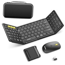 Foldable Keyboard and Mouse, Folding 2.4G  Bluetooth 5.0 x 2 Elegant Black