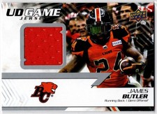 2022 Upper Deck CFL Football #UD-JB JAMES BUTLER UD Game Jersey ~ B. C. Lions