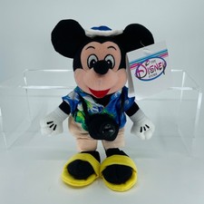 Disney Store Vacation Tourist Mickey Mouse Hawaiian Shirt Bean Bag Plush