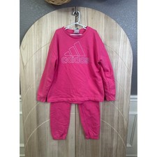 Adidas Kids Sweatshirt Jogger Set size 10 / 12 Pink Sportswear Activewear M