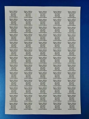 650 Return Address Labels Personalised A4 Self Adhesive Custom Printed UK - Image 1 of 2