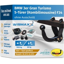 ANHÄNGERKUPPLUNG starr für BMW 3er Gran Turismo F34 13-14 +13pol E-Satz spezi