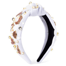 Western Jeweled Knotted Headband - Brown Cowgirl boots Hat Rhinestone Crystal Em